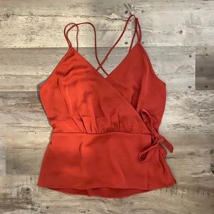 Express Red Satin Tie Top